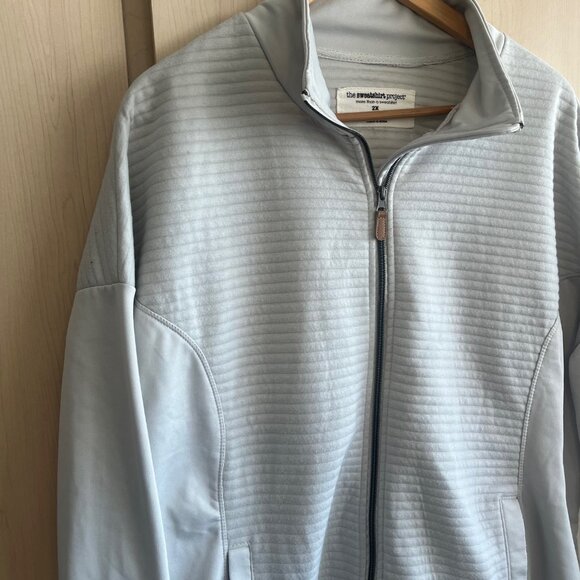 The Sweatshirt Project Ribbed Full Zip Sweatshirt Light Gray Color Size MENS 2XL - Picture 2 of 7